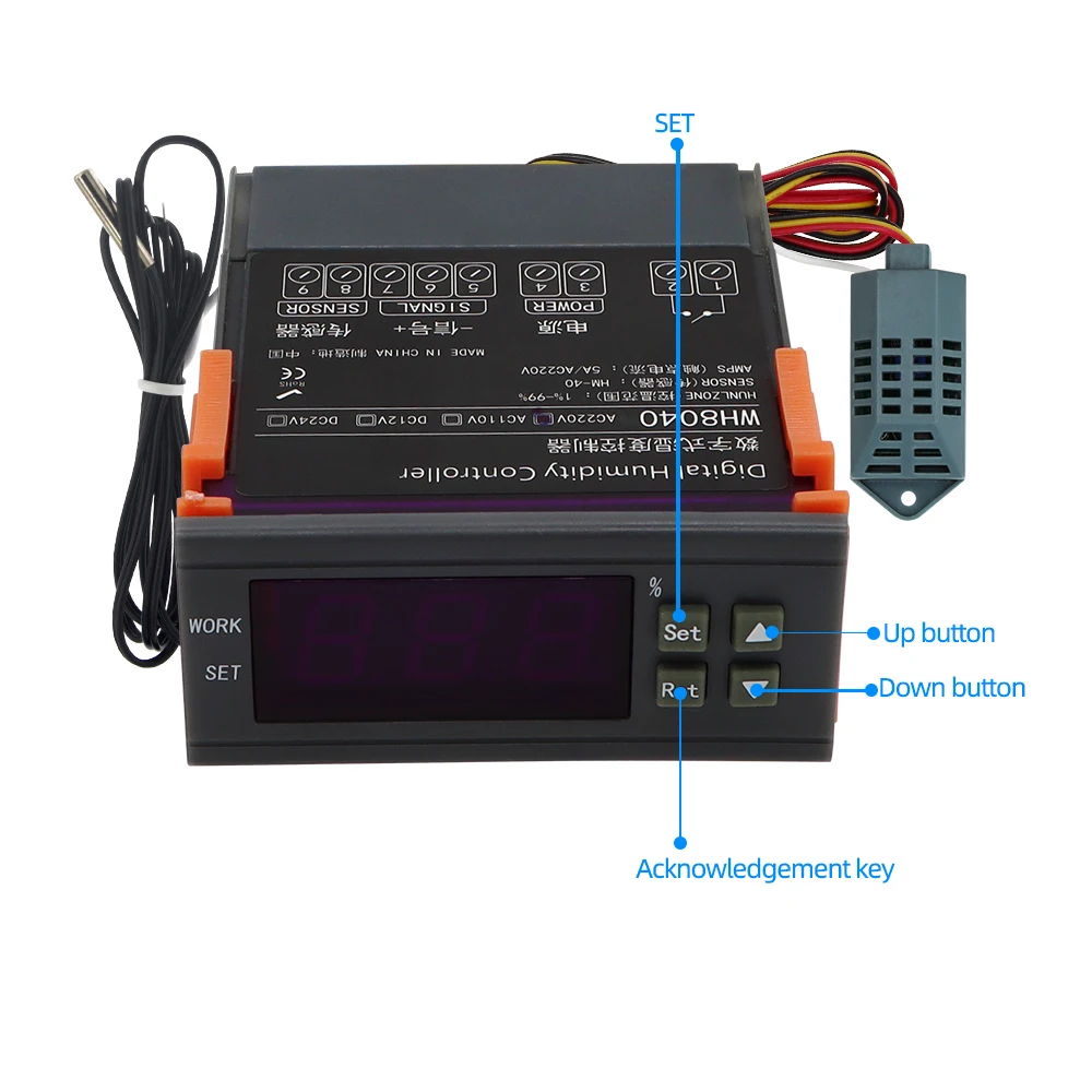 controlador termômetro higrômetro sensor 12v 24v 220v 40%