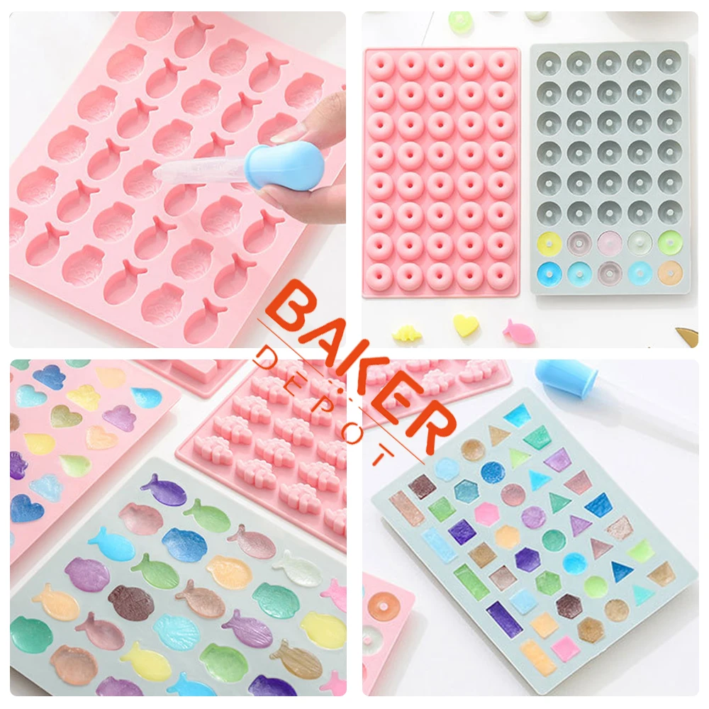 BAKER DEPOT силиконовая форма для конфет шоколад мини-пончик конфеты Мармеладные формы кубик льда лоток торт инструмент для украшения с капельницей 40 отверстие