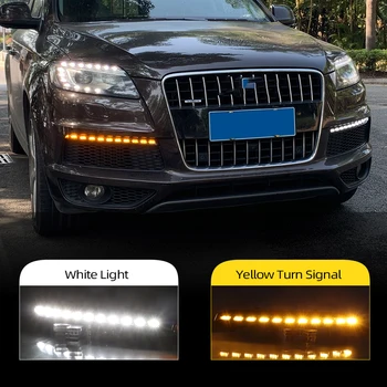 

CSCSNL 2Pcs LED DRL For Audi Q7 2010 2011 2012 2013 2014 2015 Dynamic Yellow Turn Signal Daytime Running Light Fog Lamp