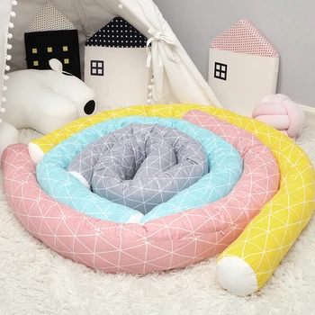

2M Newborn baby bed bumper chambre decoration Crib Blend stripe baby crib bumper Soft Protector Pillow Cotton Baby Bedding Set