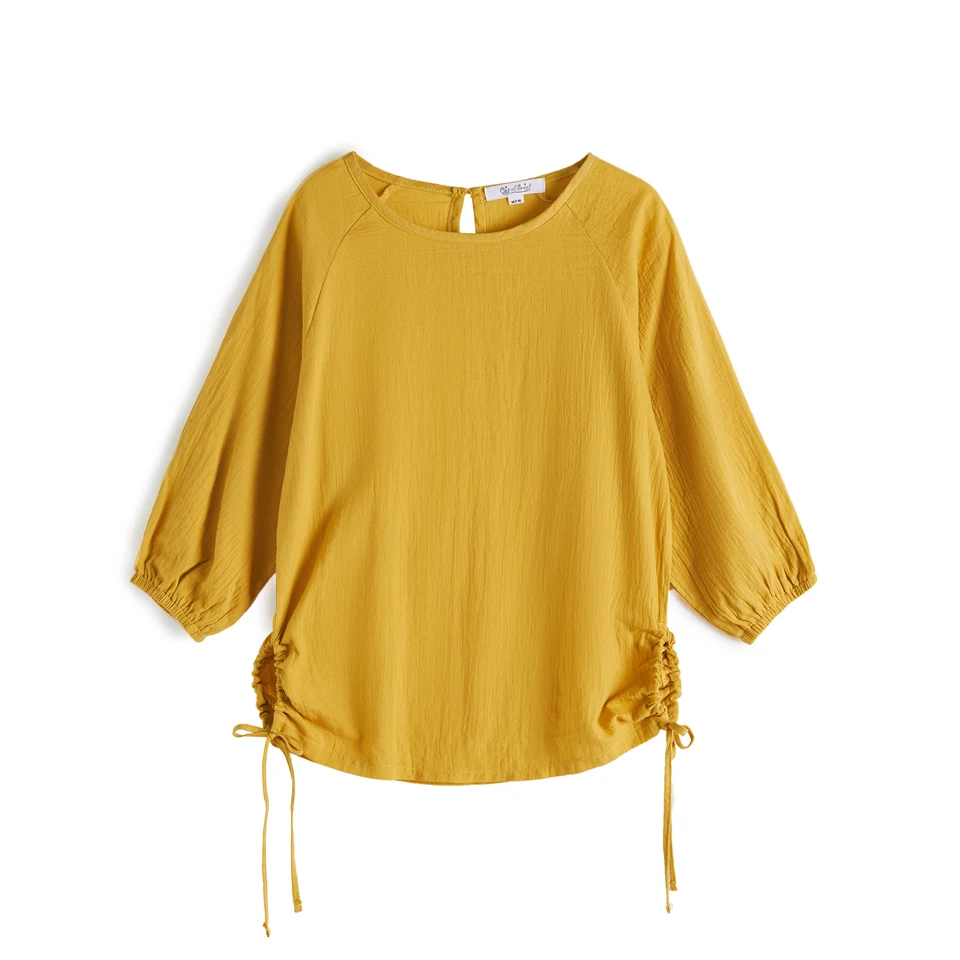 CupofSweet/топ с укороченными рукавами и веревочками; Повседневный пуловер для девочек; топы; коллекция года; весенняя одежда для подростков; детские блузки с длинными рукавами - Цвет: Yellow