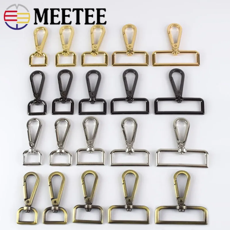 

10pc 16-50mm Meetee Handbag Straps Metal Buckles Collar Lobster Clasp Swivel Trigger Clips Snap Hook DIY Leather Craft Accessory