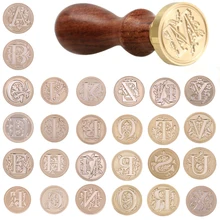 Kit de sceau de cire rétro, 26 lettres de l'alphabet, en bois, tête en cuivre, Sollos, outils de sceau, Post décoration