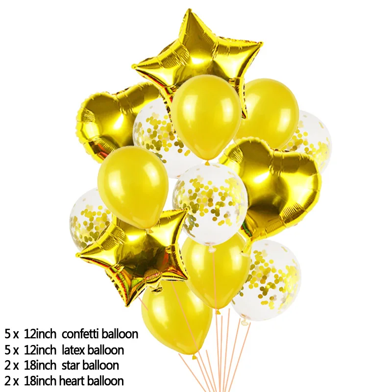 С днем рождения 18 Фольга воздушных шаров круглой формы в форме сердца воздушные шары 21/18th День рождения декор из латекса воздушный шар для детей и взрослых 21/18th лет - Цвет: gold heart star ball