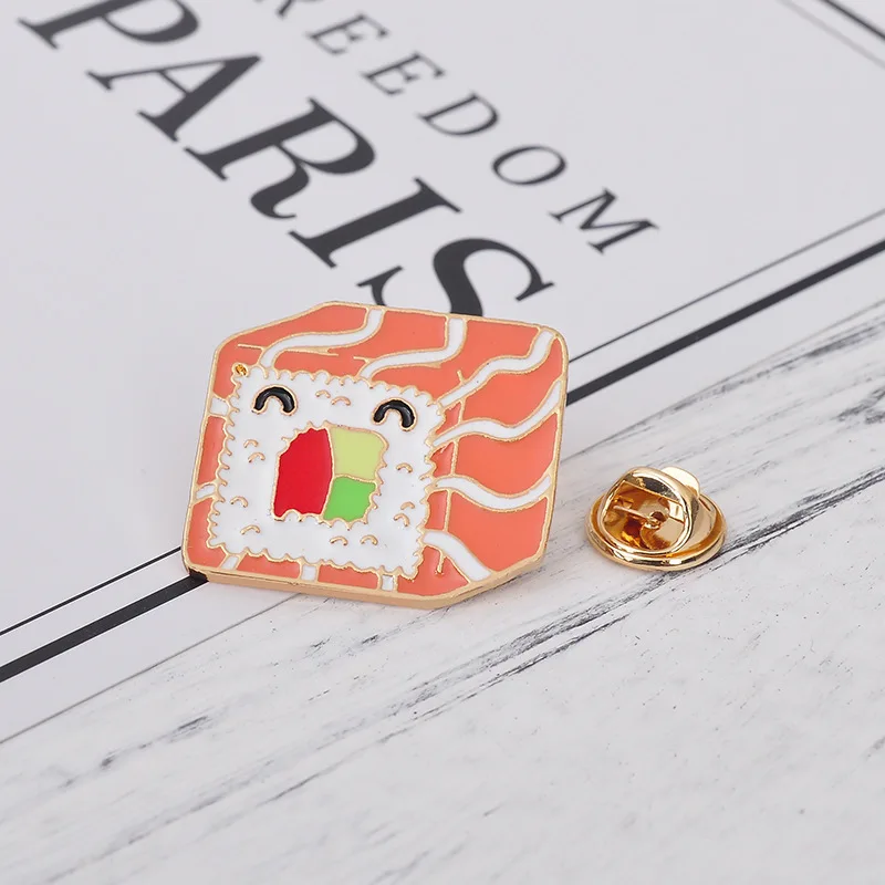 style 6 7 Style Collection Enamel Pins Brooches for Women Backpack Clothes Lapel Pin Sushi Salmon Brooch Badges Creative Cartoon Jewelry - Окраска металла: style 6