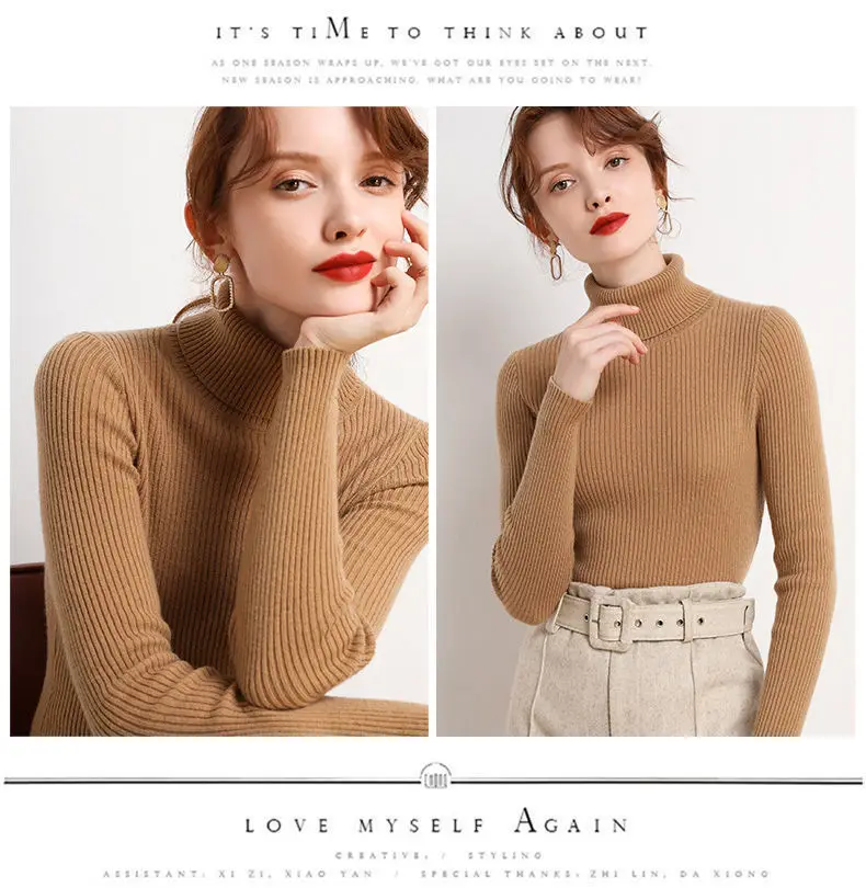 blue sweater 2021 Autumn Winter Thick Sweater Women Knitted Ribbed Pullover Sweater Long Sleeve Turtleneck Slim Jumper Soft Warm Pull Femme turtleneck sweater