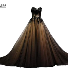 Новое сексуальное великолепное милое черное Тюлевое Золотое кружевное бальное платье с корсетом пышные платья милое 16 выпускное платье BM128