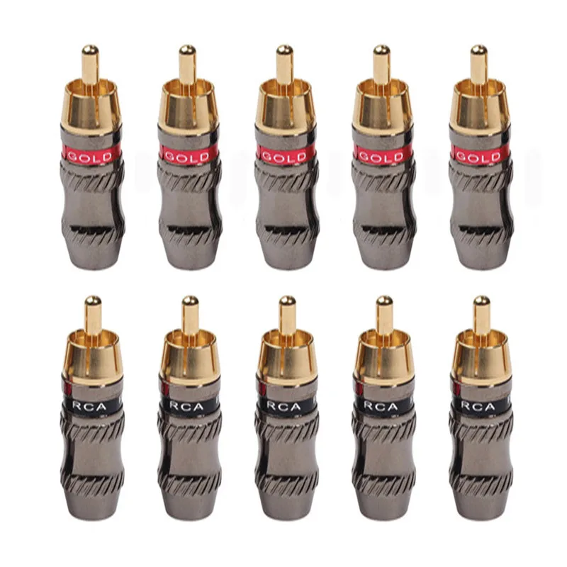 10pcs 1/5 пара RCA аудио разъем 7 мм позолоченный кабель пайки Адаптеры 2/10 шт. набор «сделай сам» для коаксиальный провод видеопровод подключается - Цвет: 10pcs