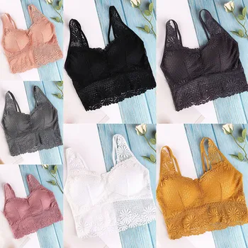 

Summer women's Sports bra with wide straps and lace Removable Cup Beauty Back Mesh Tube Top Bra Wrap