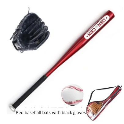 25 дюймов дуба алюминиевый Детский костюм бейсболиста бейсбольная бита+ перчатки+ Бейсбол - Цвет: Красный