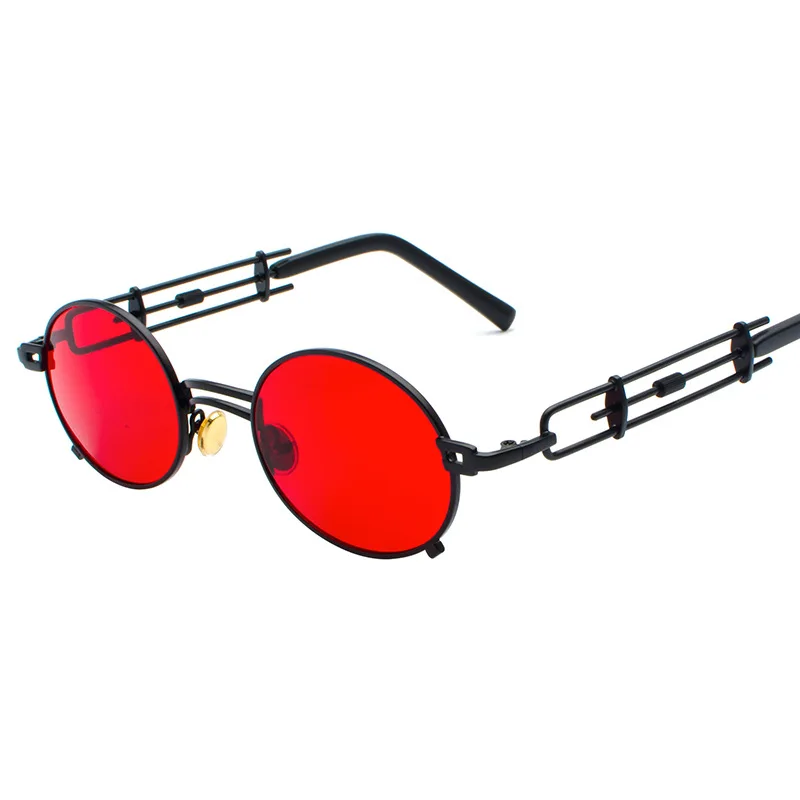Elbru Ретро стимпанк Стиль Солнцезащитные очки мужские круглые винтажные металлическая рамка золотые черные солнцезащитные очки для женщин красные розовые мужские женские