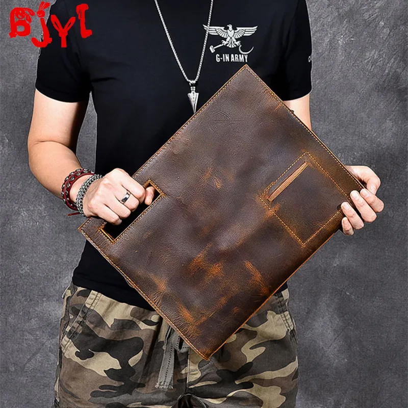 Men's Handbags Portable Messenger Bag Leather Three-purpose Retro Men Tote Bags First Layer Cowhide Crazy Horse Soft |