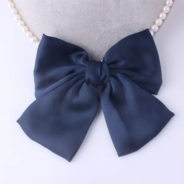 Fashion Ribbon Hairgrips Big Large Bow Hairpin For Women Girls Satin Trendy Ladies Hair Clip New Cute Barrette Hair Accessories Navy
