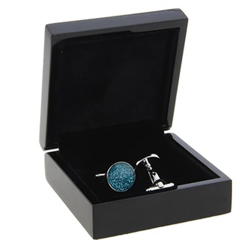 

Premium Wooden Cufflinks Organizer Wrap Box Cufflink Tie Clip Bar Gift Box Jewelry Storage Display Case