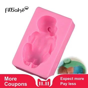 

FILBAKE 1pc Baking Tools Rectangle Sleeping Baby Shaped 3D DIY Fondant Silicone Molds Non Stick For Cake Decorating Tools