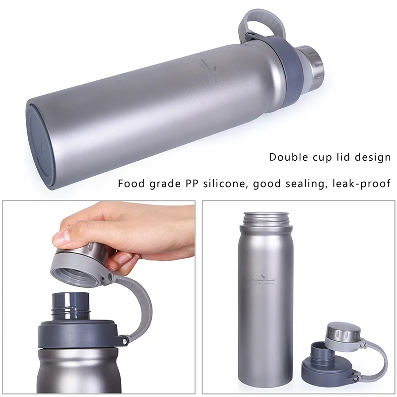 Garrafa de Água com Tampa Cantina para Acampamento ao ar Boundless Viagem Titânio Dupla Alça 1000ml Grande Capacidade Livre Esportes Ciclismo 8 ???-7