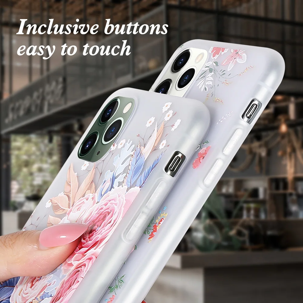 Чехол KISS TPU Цветочный чехол для iPhone 11 Pro Max противоударный телефона 5S se 6 7 8 Plus XS XR