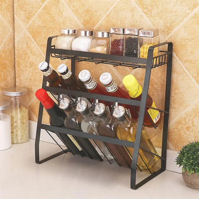 kitchen rack for spices 3 Layers Spice Jars Bottle Shelf Kitchen Organizer Shelf Storage Holder Space Saving Shelf Kitchen