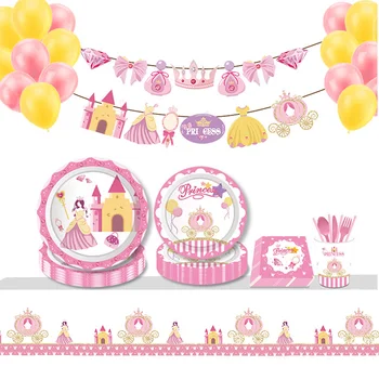 

Lovely Castle Princess party Plates Napkins for girls Happy Birthday Party Supplies&Decorations Kids favors Baby Shower