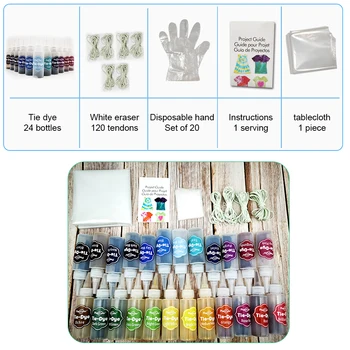 

Hand Work With Rubber Band Coloring Fabric For Art DIY Craft 24 Colors Tie Dye Kit Textile Paints Decorating Family Fun