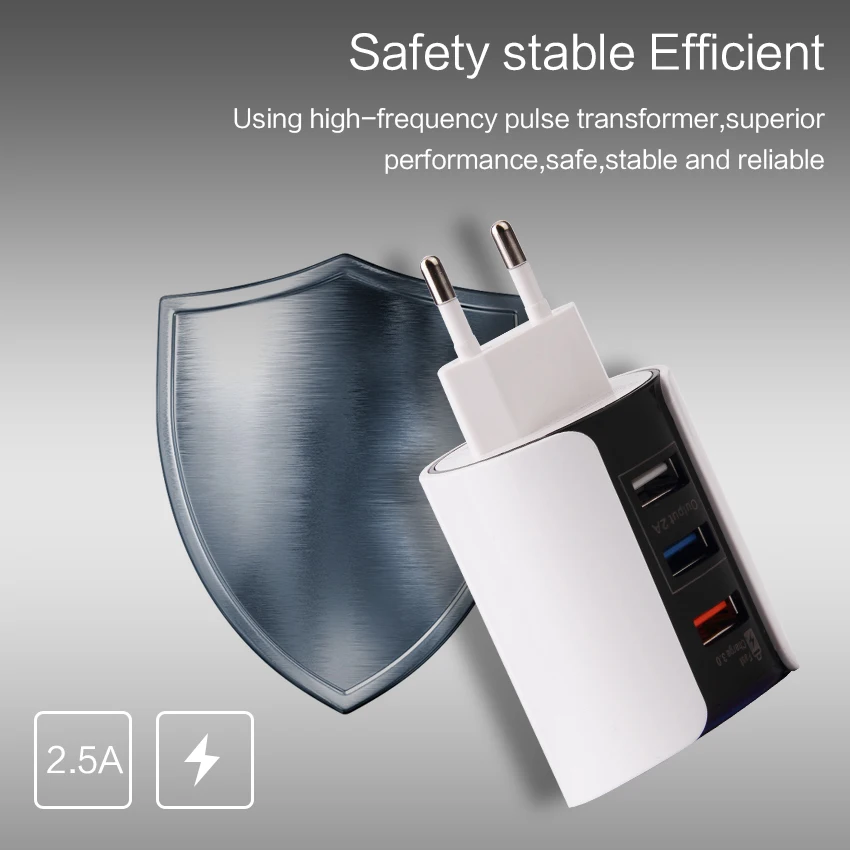 Универсальное зарядное устройство с 3 портами USB быстрая зарядка QC 0 мобильный