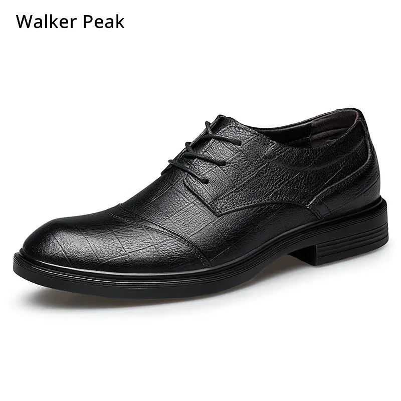 Genuine Leather Shoes Men Cow Leather Casual Shoes Male Bussiness High Quality Mens Flats Lace-Up Man Footwear Walkerpeak