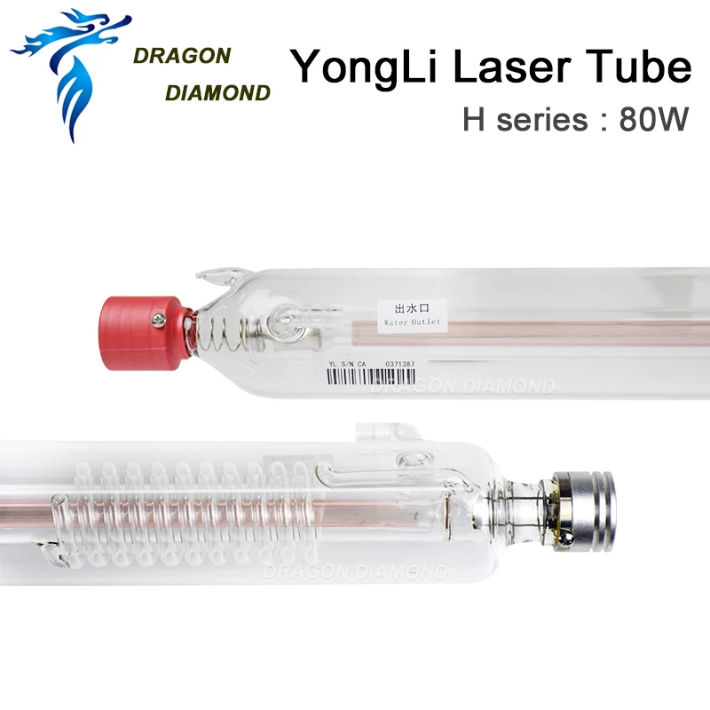 Dragon Diamond Yongli H2 Co2 лазерная трубка 80 Вт Длина металлической головки 1250 мм диаметр 60