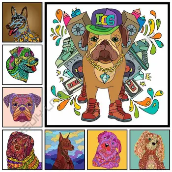 

Full Square/Round Diamond Painting Cross Stitch Colorful Dogs DIY Diamond Embroidery Mosaic Pictures of Rhinestones Needlework
