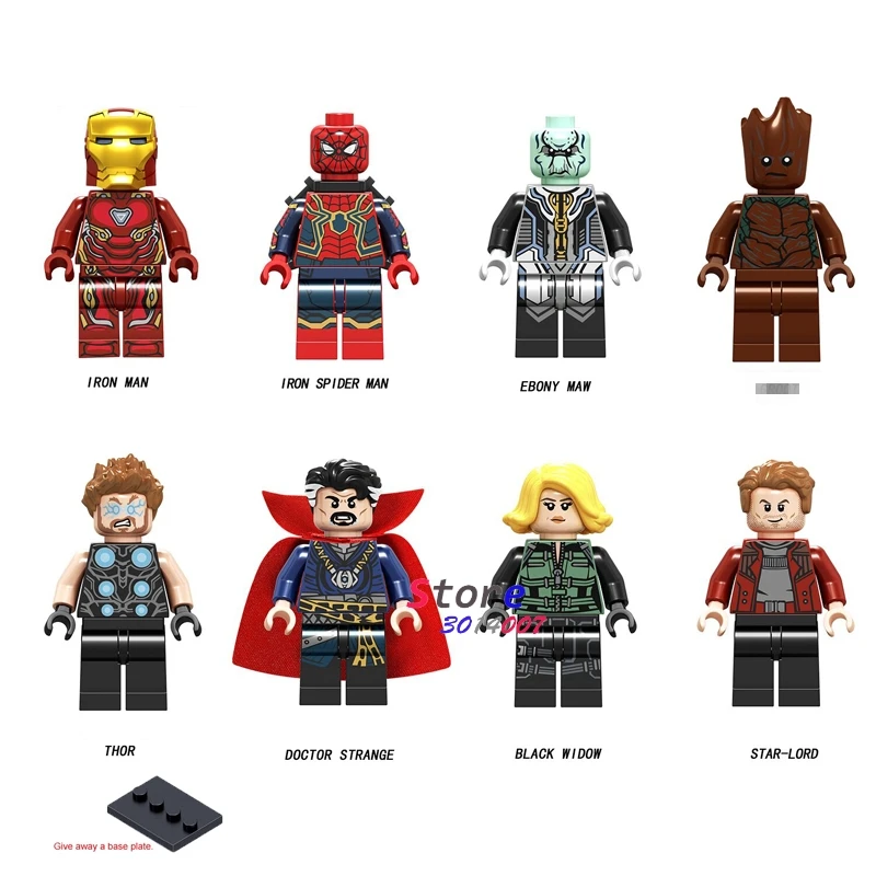 10Set-JD033-040 10 комплектов Marvel Comics Series 5 Infinity War Endgame Железный человек Локи Тор Hawkeye Капитан Америка Модель Кирпичи Детские игрушки - Цвет: 10Set-JD033-040