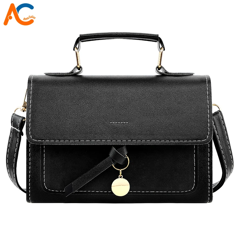 

Alena Culian Contrast Color Women Bag 2020 Fashion PU Matte Leather Shoulder Bag Office Ladies Flap Messenger Bag Simple Handbag