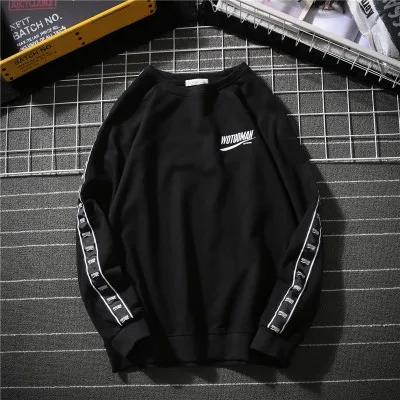 7206 Black Модная трендовая Мужская толстовка из двух частей, Длинная лента, свободная Мужская Уличная одежда с круглым воротником, удобная одежда для пары на открытом воздухе - Цвет: 7206 Black