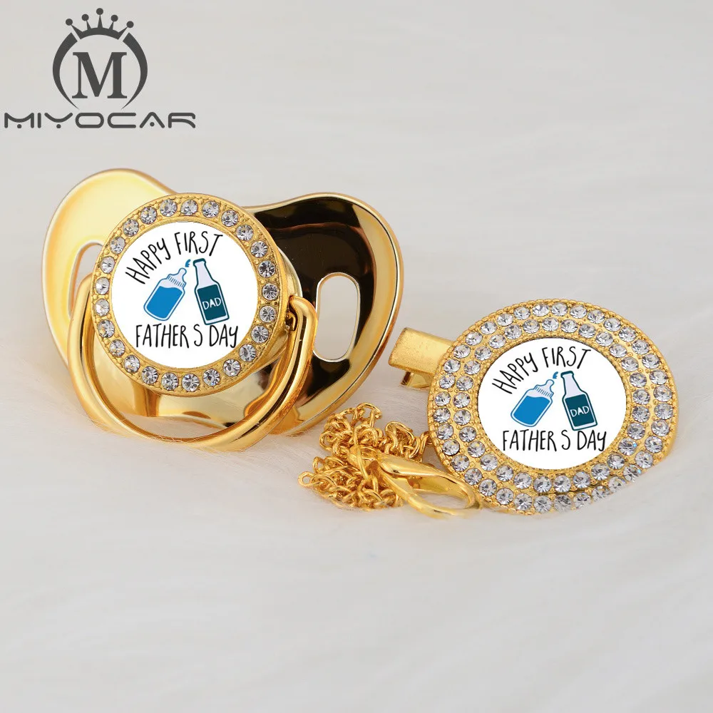 MIYOCAR на заказ любой тест День отца золото bling соска и соска клип черный BPA бесплатно пустышка bling уникальный дизайн P-FD