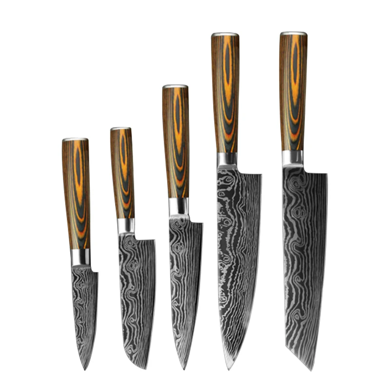 Oserlo 5 Piece Japanese Chef Knife Set, High Carbon Stainless Steel Knife  Sets for Kitchen with Block, Chef/Santoku/Cleaver/Utility/Paring Knife 