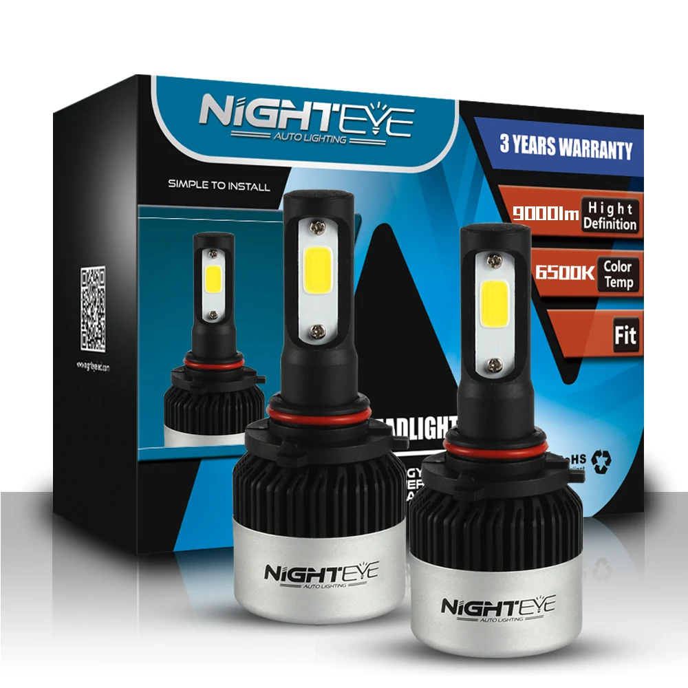 NIGHTEYE 72 Вт 9000лм светодиодный головной светильник для автомобилей H1 H4 H7 H11 9005 9006 Светильник лампы белый луч 6500 к налобный фонарь комплект автомобильная лампа
