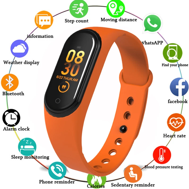 M4 цветной экран Смарт-Браслет спортивный фитнес-браслет кровяное давление кислородный трекер активности для мужчин и женщин часы