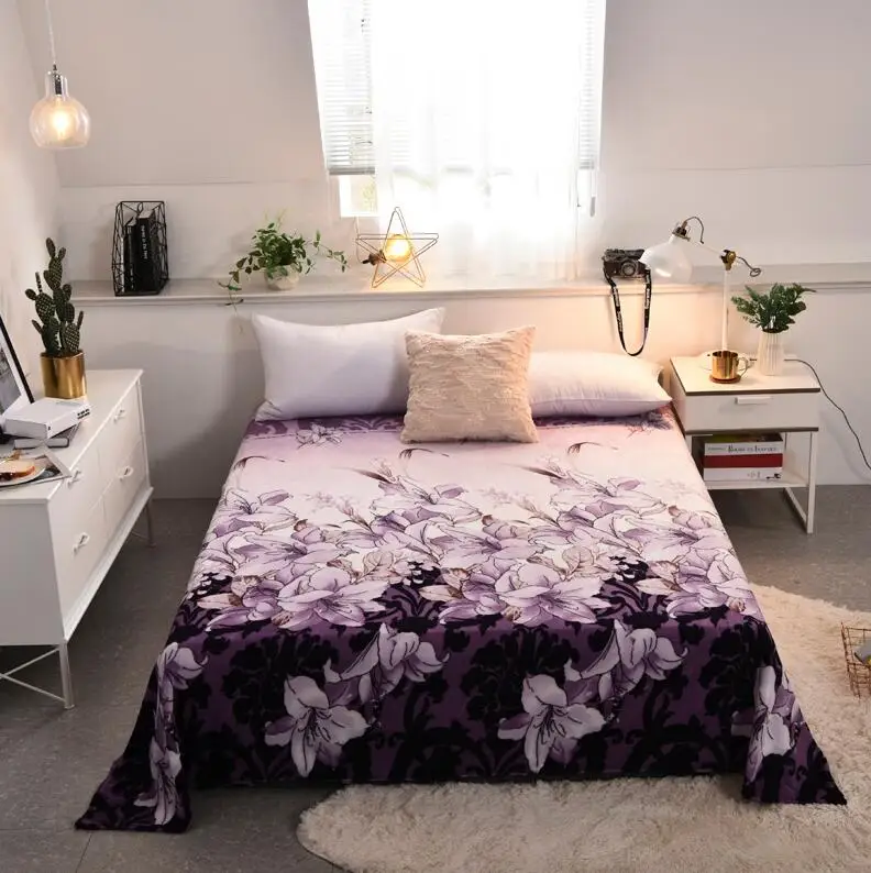 Брендовое одеяло из кораллового флиса с фиолетовыми цветами плед для постельных принадлежностей или дивана для путешествий на осень и лето - Цвет: BAIHE