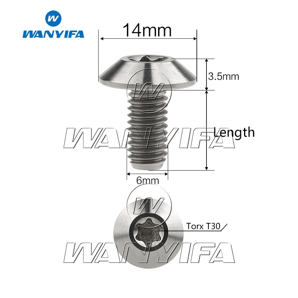 Титановый "Wanyifa" Болт M6X12/15/20 мм Torx Зонтик Головки велосипед Винт
