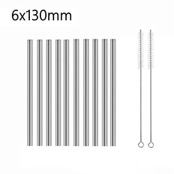 Set of 10 Reusable 5-Inch Metal Cocktail Straws - Premium Stainless Steel Drinkware (130mm Straight)