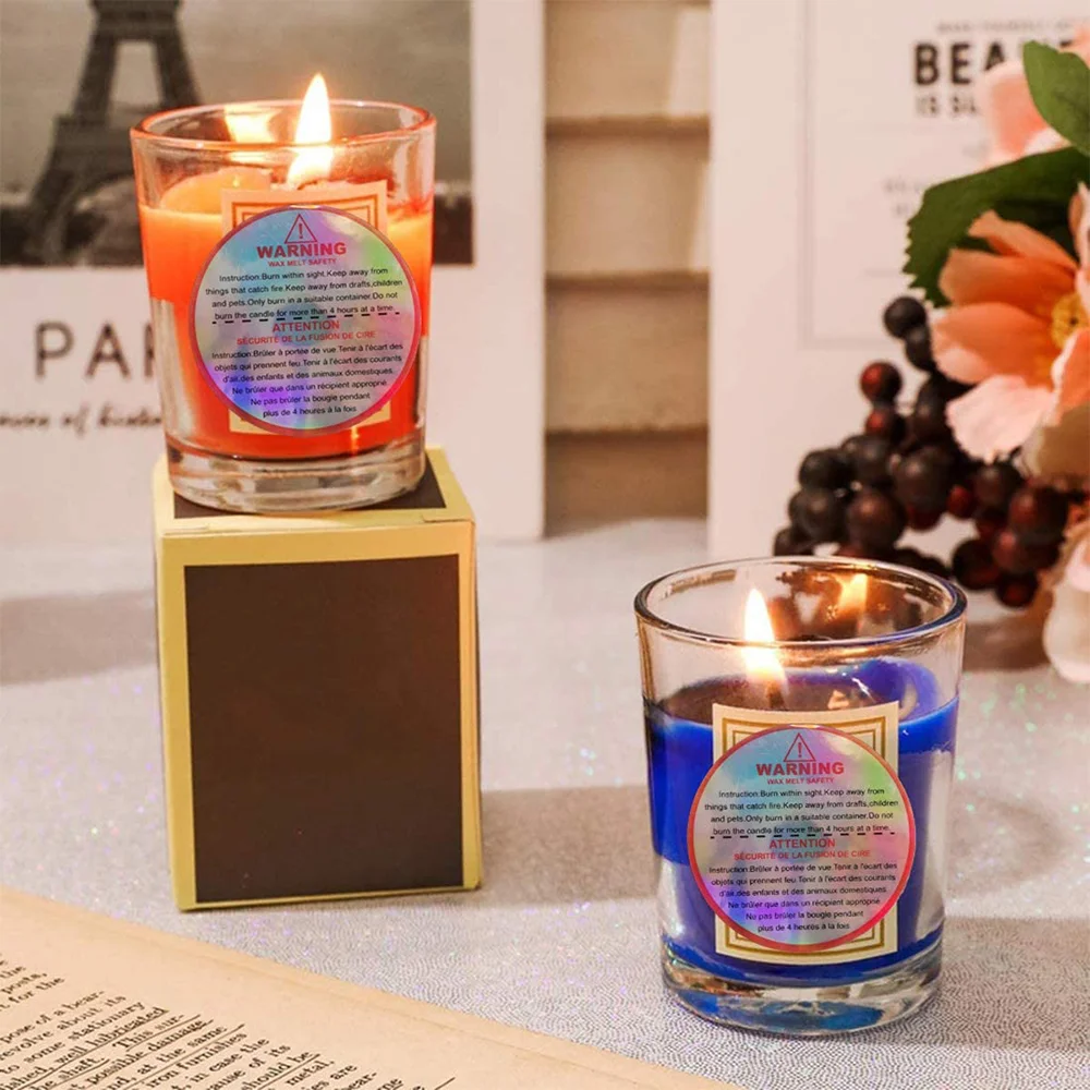 Holographic Candle Warning Labels Candle Jar Container Stickers Wax Melting  Safety Stickers for Candle Jars Tins Containers Candle Making Supplies