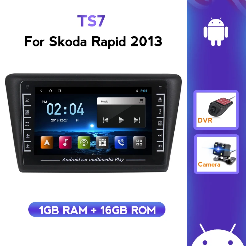 Автомобильный стерео плеер с GPS-навигацией для VW Skoda Rapid 2013-2018 Система Android IPS экран
