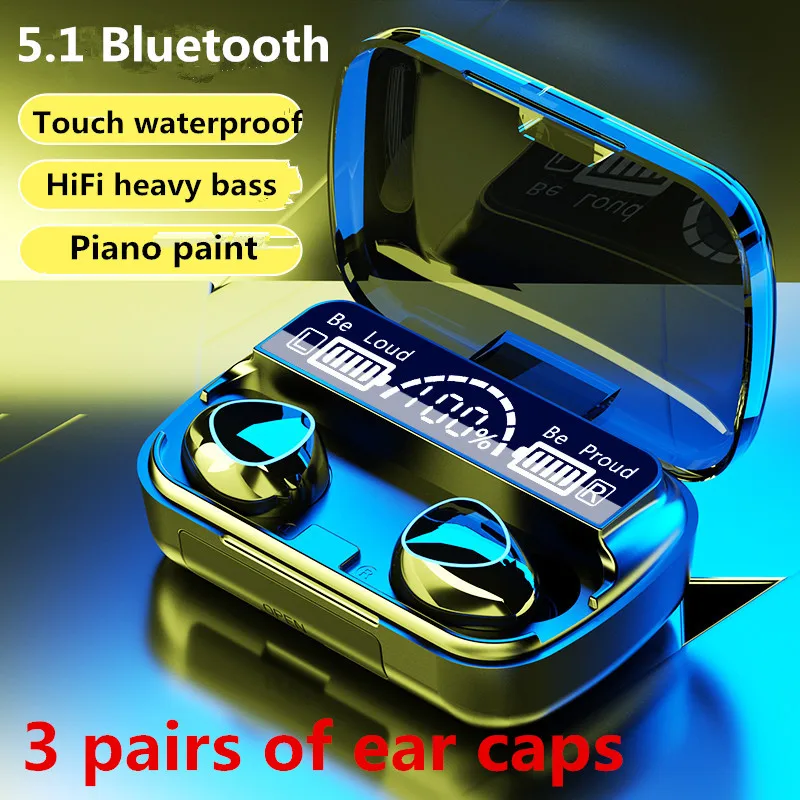 Auriculares inalámbricos Tws con Bluetooth 5,1, auriculares Hifi con pantalla LED y micrófono, cancelación de ruido para jugadores, oído cabeza