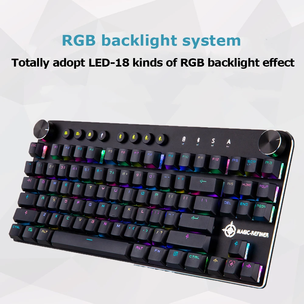  Magic Refiner MK11 Wireless Bluetooth Two Mode Mechanical Gaming Keyboard Ergonomics Design RGB Bac