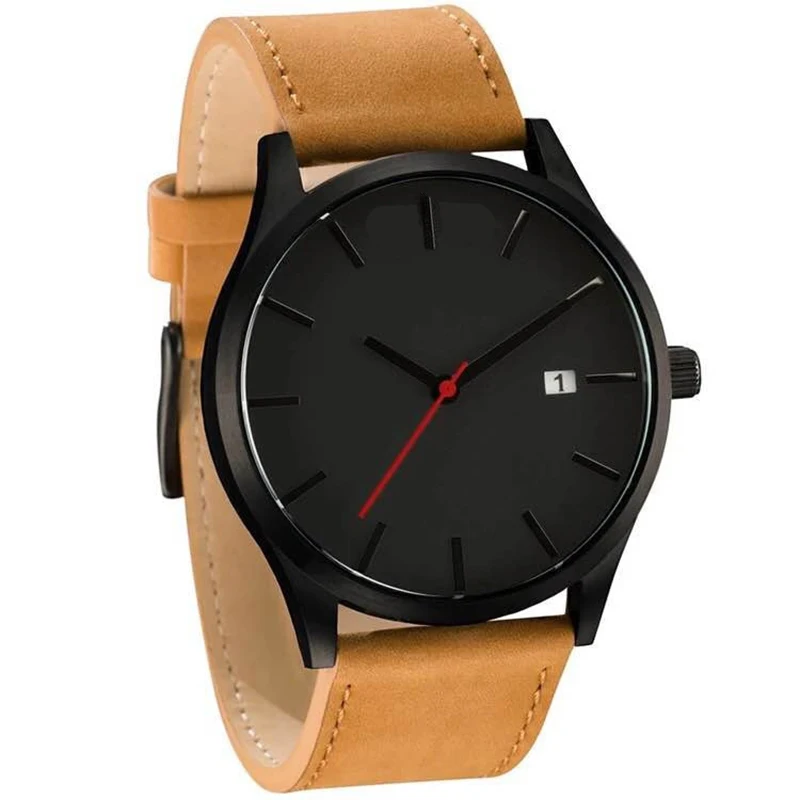 Новая мода циферблат военные кварцевые мужские часы кожа спортивные часы Высокое качество часы наручные часы relogio masculino часы для мужчин