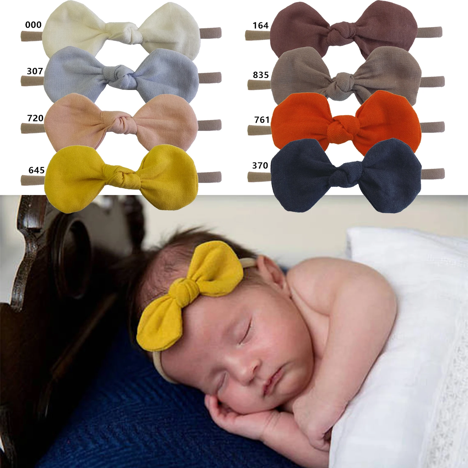 

Cotton Rounder Bow Headbands Toddler Baby Girls Hair Bow Soft Nylon Hair Elastic Bands Hairbands