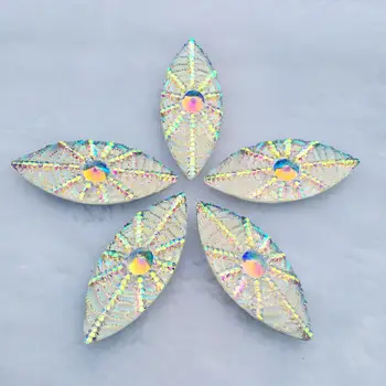 

DIY 32PCS Spider web resin Rhinestones Horse eye AB Stones For Garment DIY button 20*50mm B840*4