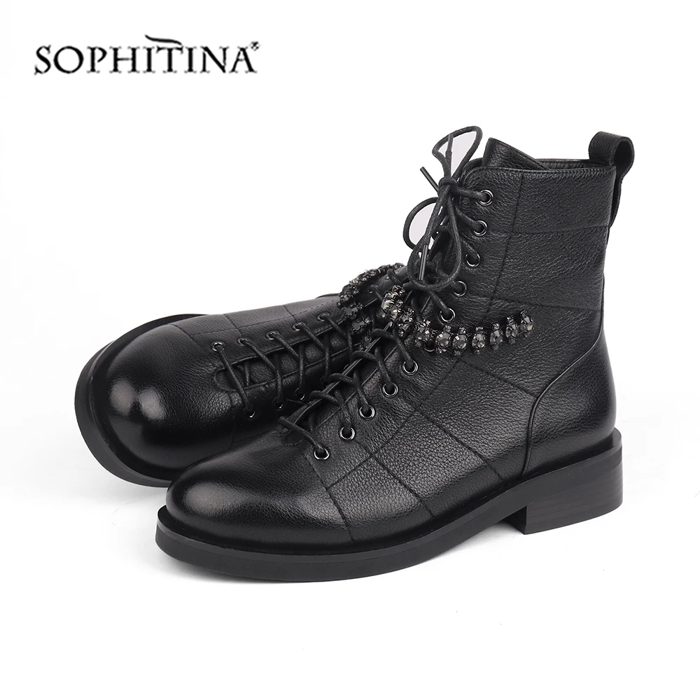 SOPHITINA/модные ботинки с металлическими украшениями особый дизайн обувь из