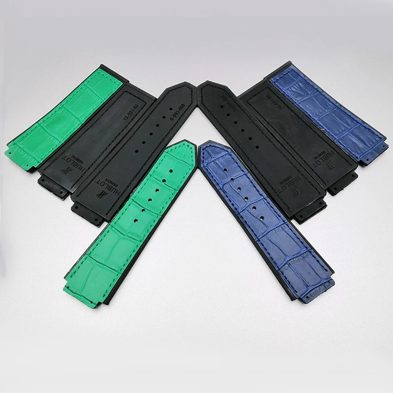 Мужской силиконовый кожаный ремешок 25 мм x 19 мм резиновый ремешок складная застежка с логотипом для Hublot большой взрывной ремешок аксессуары для часов