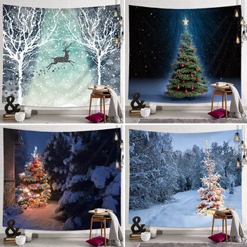 

Christmas Tree Prints Tapestry New Year Wall Hanging Tapestry Living Room Home Decor Throw Rug Blanket Camping Tent Tapestry