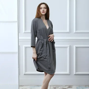 

bride dressing gown bridesmaid womens pajamas robe sleepwear 2019 spring summer plus size nightwear sexy Home grey