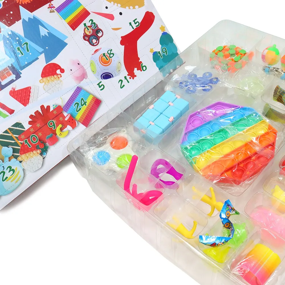 2021 Fidget Toys Advent Calendar Christmas Gift 24 Days Pack Set Anti Stress Kit Stress Relief Figet Toy Blind Box Kids Gift